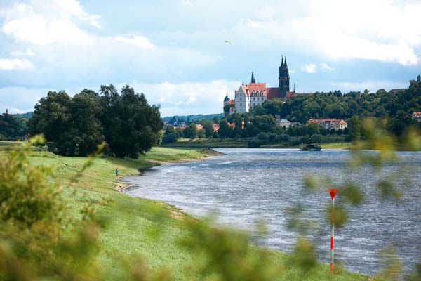 Uno scorcio di Meissen con il castello di Albrechtburg e il Duomo.