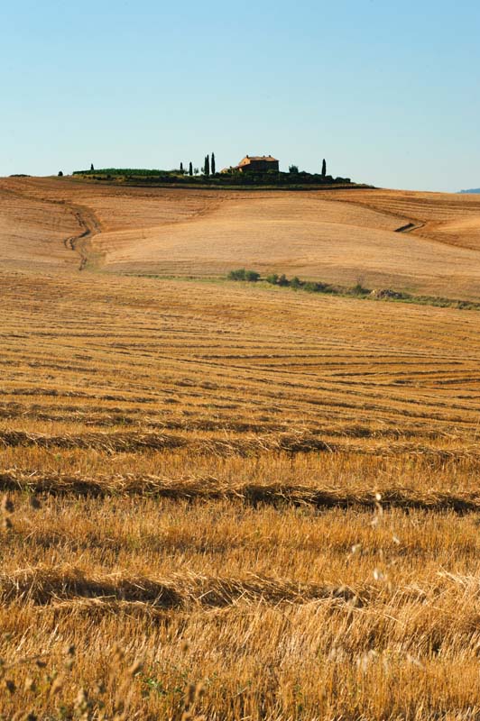 Paesaggio con casolare in Val d'Orcia