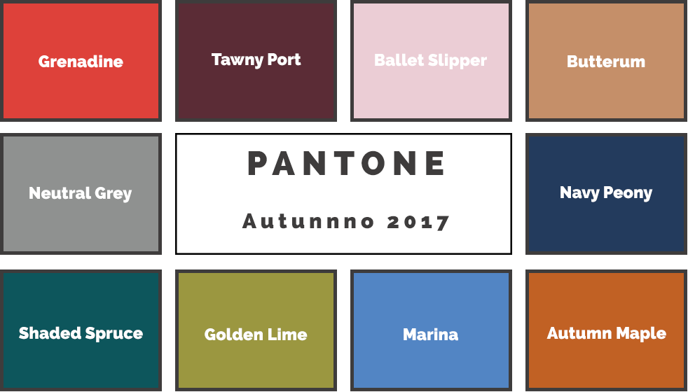 I colori dell'arredamento nell'autunno 2017 secondo Pantone