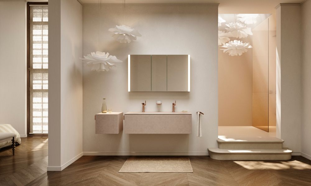 mobili bagno modulari in un ambiente minimalista